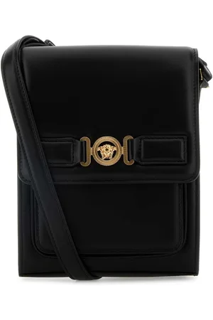 VERSACE Black Leather Medusa Biggie Crossbody Bag