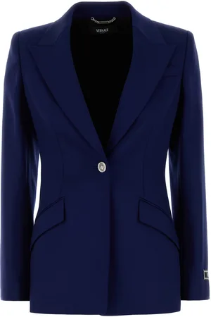 VERSACE Blue Stretch Wool Blazer