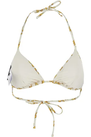 VERSACE Bikini Top With All-over Chain Print In Tech Fabric Stretch Woman