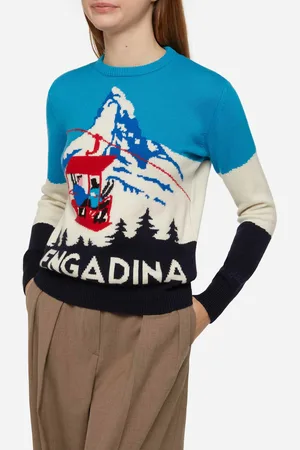 MC2 SAINT BARTH Woman Sweater Engadina Vintage Postcard Print