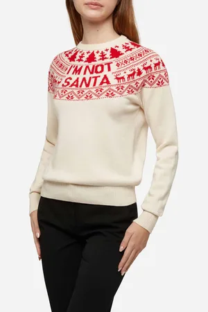 MC2 SAINT BARTH White Sweater New Queen With Im Not Santa Jacquard