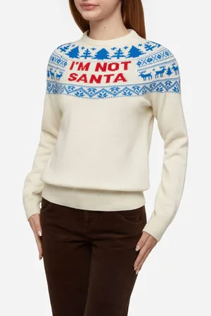 MC2 SAINT BARTH White Sweater New Queen With Im Not Santa Jacquard