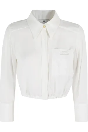 Elisabetta Franchi Georgette Cropped Shirt With Elastic Band