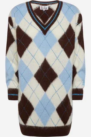 MC2 SAINT BARTH Woman Ultra Soft Knit Dress With Argyle Jacquard
