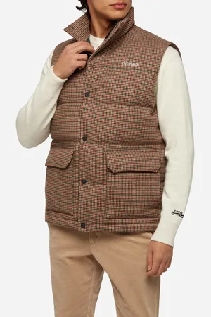 MC2 SAINT BARTH Down Padded Vest Thunder With Pied De Poul Print