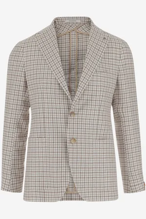 TAGLIATORE Linen Blend Single-breasted Jacket With Check Pattern