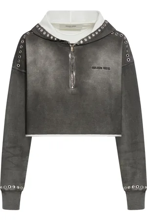 Golden Goose Eyelets Detailed Cropped Zip-up Hoodie