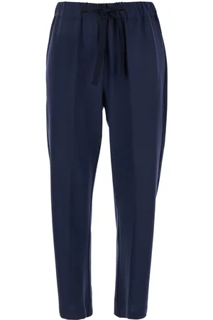SEMICOUTURE Buddy Blue Pants With Drawstring Waist In Virgin Wool Blend Woman