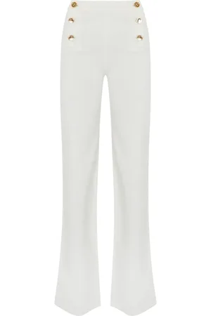 Twin-Set Wide Leg Trousers In White Denim