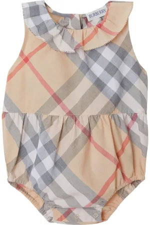 Burberry Bodysuit With All-over Vintage Check Motif In Cotton Baby