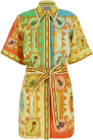 ALÉMAIS La Musica Dress With All-over Graphic Print In Linen Woman