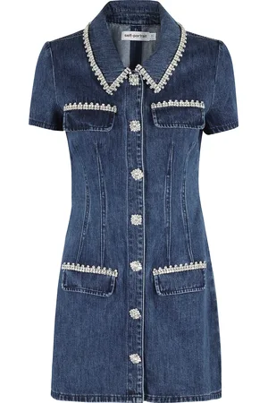 Self-Portrait Denim Collared Mini Dress
