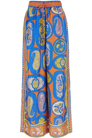 ALÉMAIS Luis Pants With All-over Graphic Print In Silk Woman