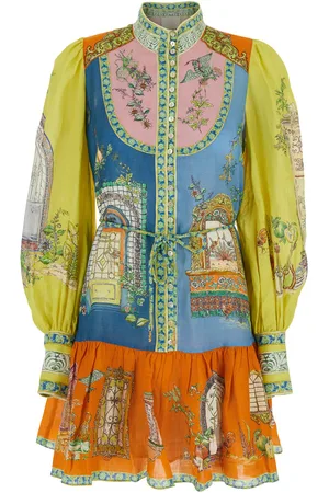 ALÉMAIS Monte Dress With Color Block Inserts And Graphic Print In Ramia Woman