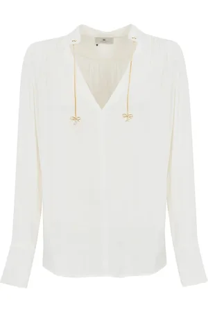 Elisabetta Franchi Georgette Shirt With Logo Charms