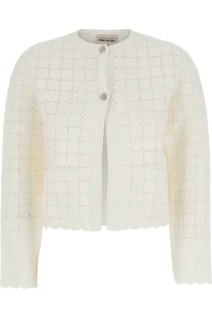 SEMICOUTURE Cassandra Cropped Cardigan With Jewel Buttons In Cotton Woman