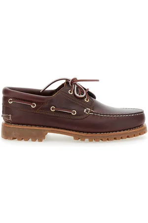 Timberland Authentic Brown Loafers With Embossed Logo On The Side In Leather Man