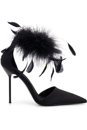 PARIS TEXAS Lidia Satin Sandals With Feather Detail