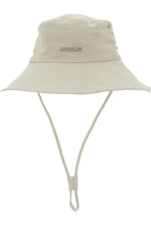 Jacquemus Le Bob De-nimes Bucket Hat With Logo Lettering On The Front And Adjustable Strap In Linen And Cotton Man