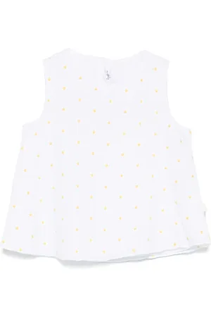 Il gufo Sleeveless Blouse With All-over Floral Print In Cotton Girl