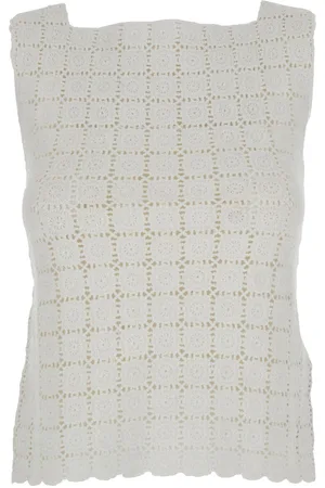SEMICOUTURE Square Neck Knit Top In Cotton Woman
