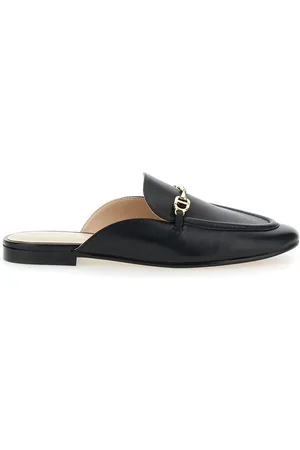Twin-Set Mules With Logo Plaque On The Front In Leather Woman