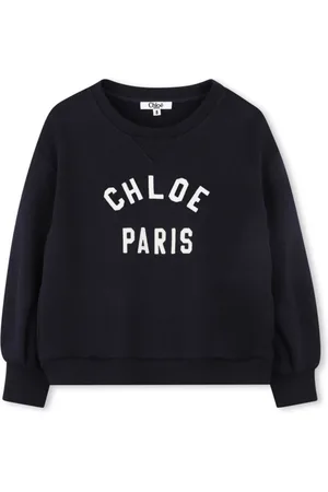 Chloé Black Crewneck Sweatshirt With Lettering Logo On The Front In Cotton Girl