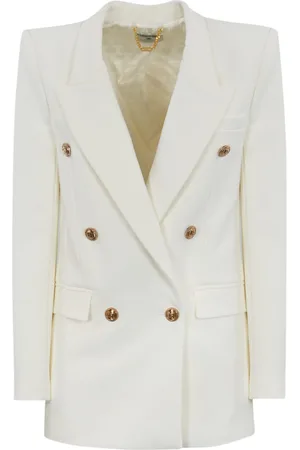 Elisabetta Franchi Double-breasted Crepe Jacket With Golden Buttons
