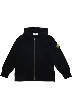 Stone Island Sweatshirt With Hood And Removable Compass Logo Applied On The Sleeve In Cotton Boy