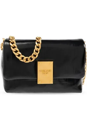 Balmain Logo Embossed Flap Small Shoulder Bag