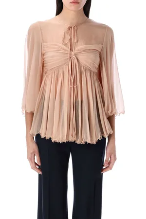 Chloé Silk Pleated Top