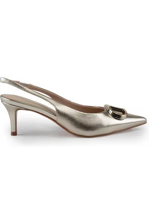 Twin-Set Leather Sling Back Pumps With Oval-t Logo
