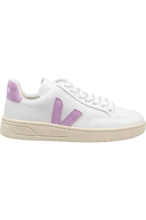 Veja V-12 Leather Sneakers And Orchid Color