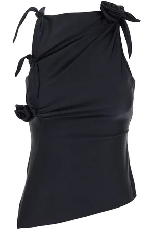 COPERNI Asymmetric Sleeveless Top With Floral Detail And Cut-out On The Front In Tech Fabric Stretch Woman