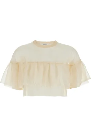 Serafini Crewneck T-shirt With Ruffles In Tech Fabric Woman