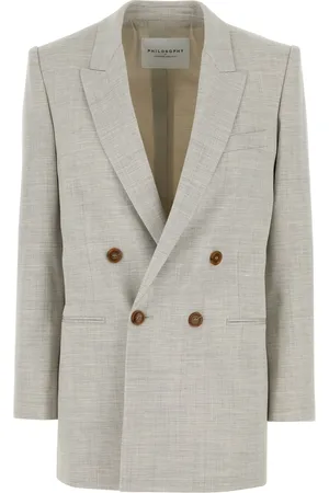 Serafini Melange Beige Stretch Wool Blend Blazer