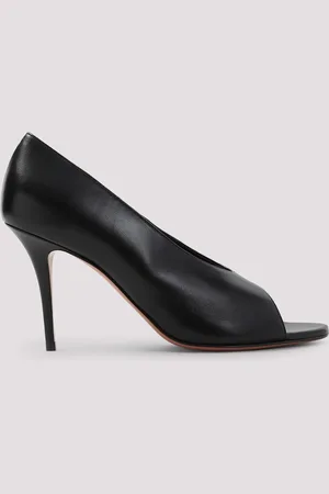 Amina Muaddi Julianne 90 Peep Toe Nappa Pumps