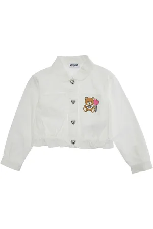 Moschino Jacket With Teddy Bear Print On The Front In Cotton Girl