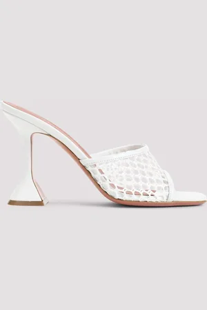 Amina Muaddi Lupita 95 Net Raffia Mules