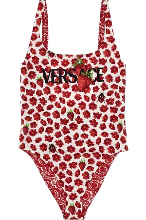 VERSACE Reversible strawberry Garden Swimsuit