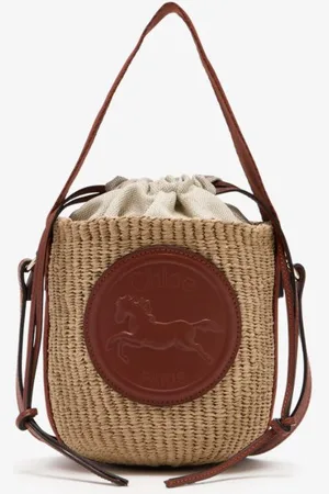 Chloé Small Horse Medal Bag Made Of Natural Fibers