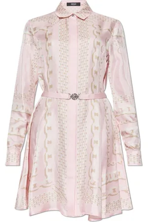 VERSACE Chain-printed Belted Mini Dress