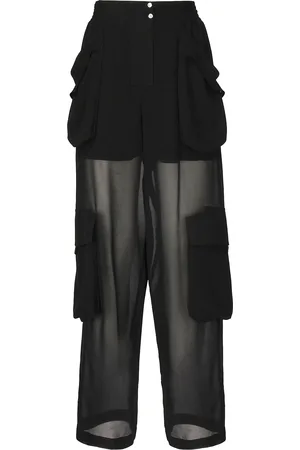 Pinko Cargo Trousers In Transparent Georgette