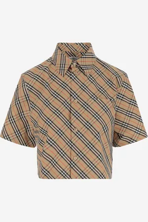 Burberry Cotton Crop Shirt With Check Pattern