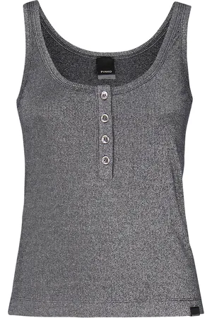 Pinko Metallic Knit Camisole Top With Buttons