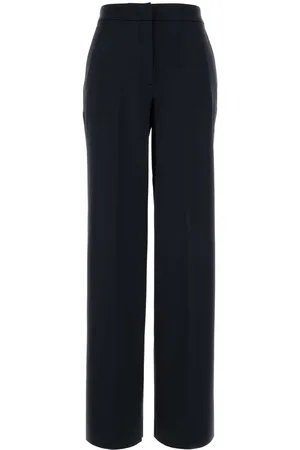 Max Mara Midnight Blue Stretch Cotton Orche Wide-leg Pant