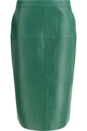 PAROSH Leather Midi Skirt