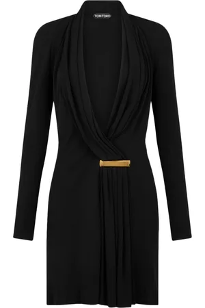 Tom Ford V-neck Long Sleeve Cocktail Dress With Bar Detail