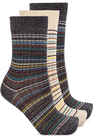 Paul Smith Three Pack Of Cotton Socks With Lurex Thread