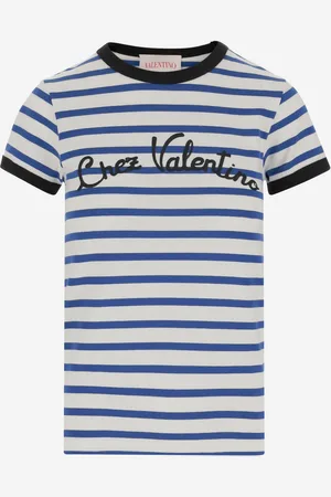 VALENTINO White And Blue Cotton T-shirt